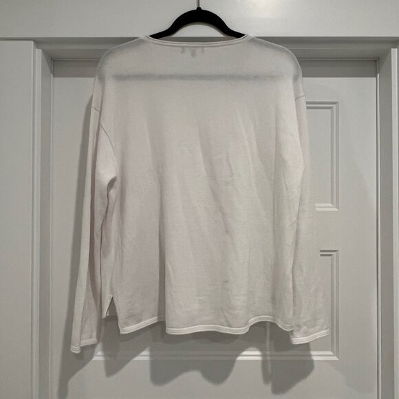 Habitat Women Medium White and Black 100% Cotton Lagenlook Crew Neck Sweater - Picture 4 of 7